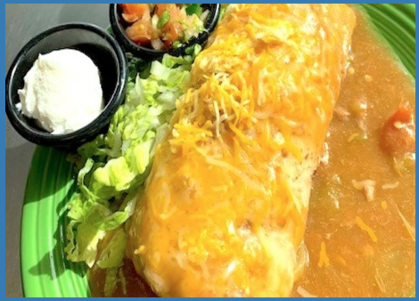 Smothered Breakfast Burrito and Coffee at Osage Cafe