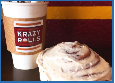 Cinnamon Roll and a Drink at Krazy Rolls