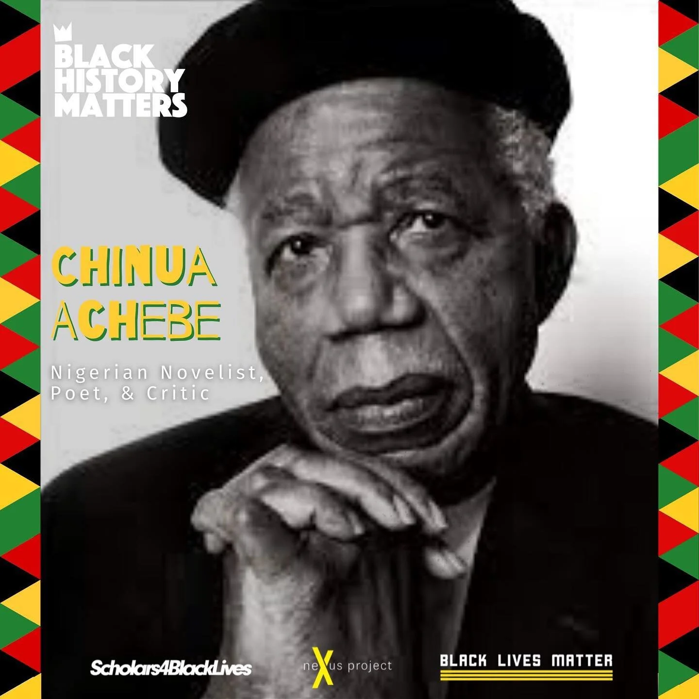 Chinua Achebe, the great Nigerian novelist, poet, critic, and educator, was born in Ogidi, British Nigeria on November 16, 1930. Achebe was influenced by Ibo cultural and spiritual traditions and postcolonial Christianity, which preceded and coincide