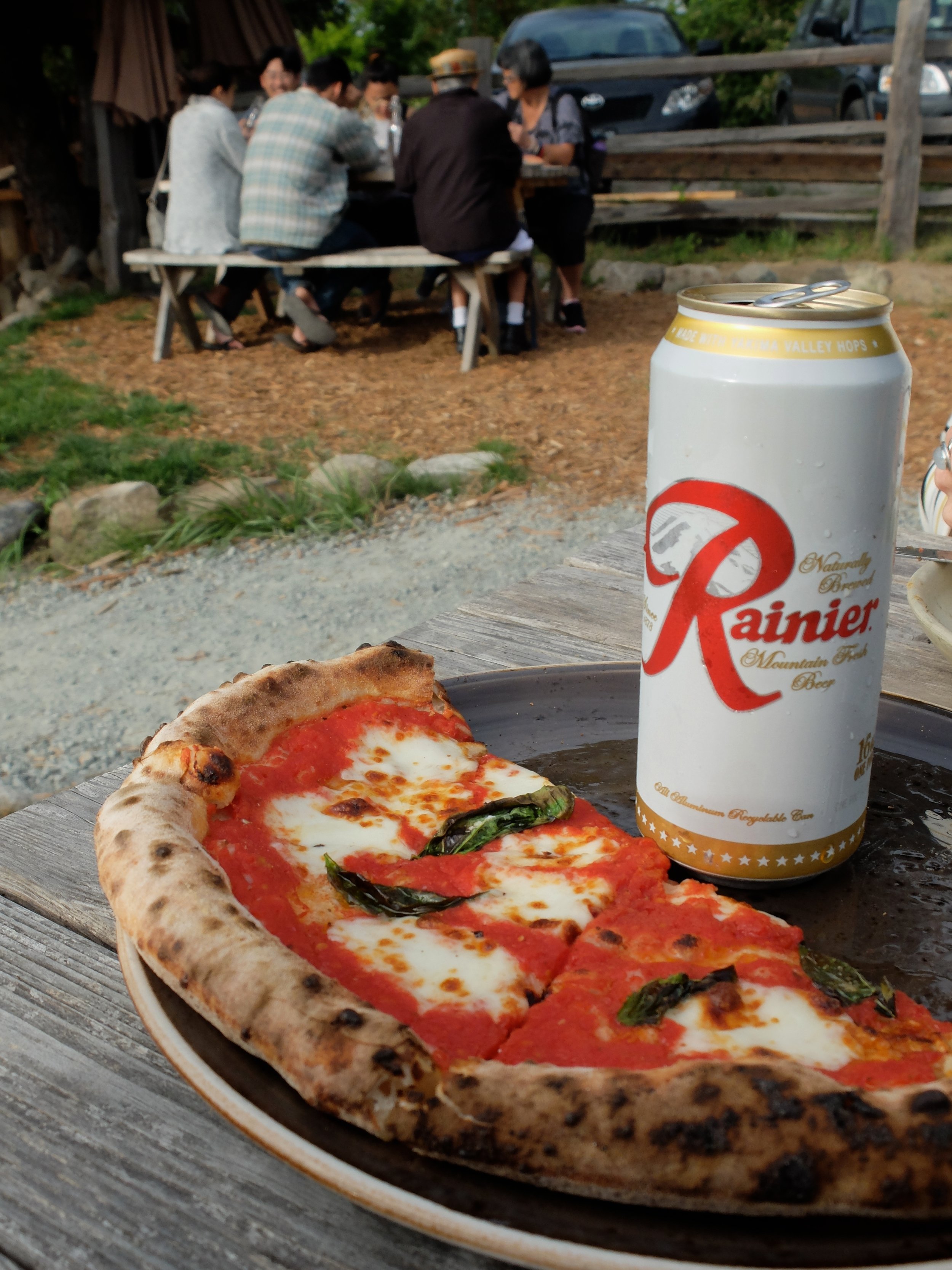  Hogstone's Wood Oven, Eastsound, Orcas Island, WA - This was the least satisfying meal of the trip.&nbsp; Pizza not spectacular and they were out of the draft beer that had looked intriguing.&nbsp; But, I got to take a foto of a Rainier beer can.&nb