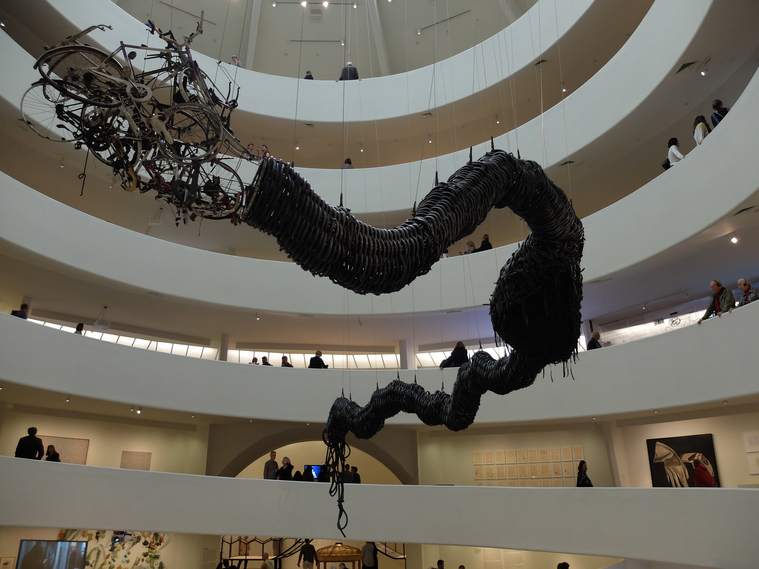 Precipitous Parturition - Guggenheim - ART & CHINA AFTER 1989 THEATER OF THE WORLD - 1999 - Chen Zhen Made from Bicycle inner tubes, toy cars, metal & fragments of bicycles…