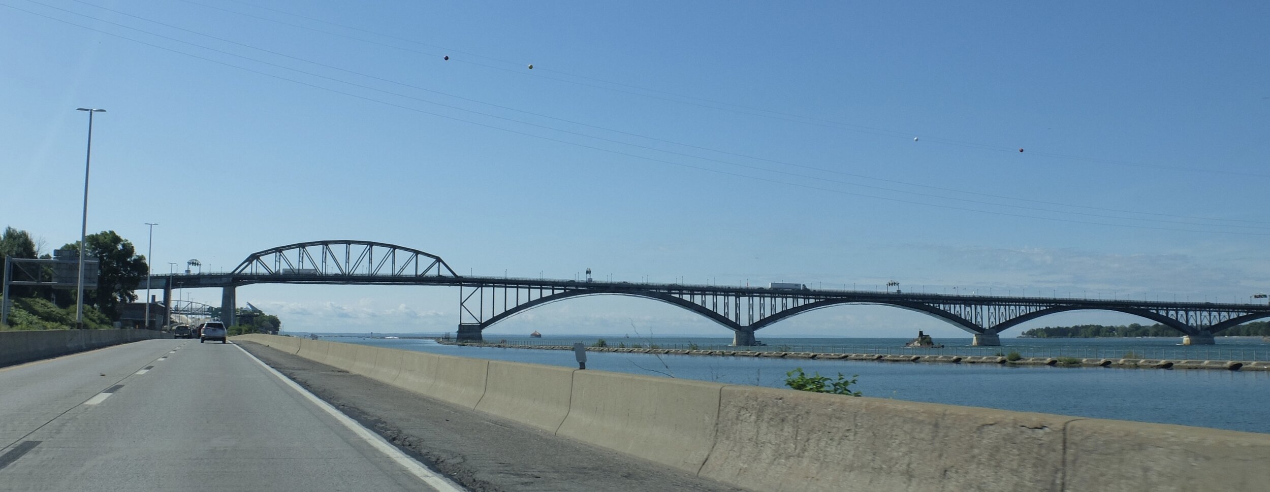 The circa 1925 Peace Bridge between Canada &amp; the U.S.A.  It's the busiest northern border crossing for automobiles.