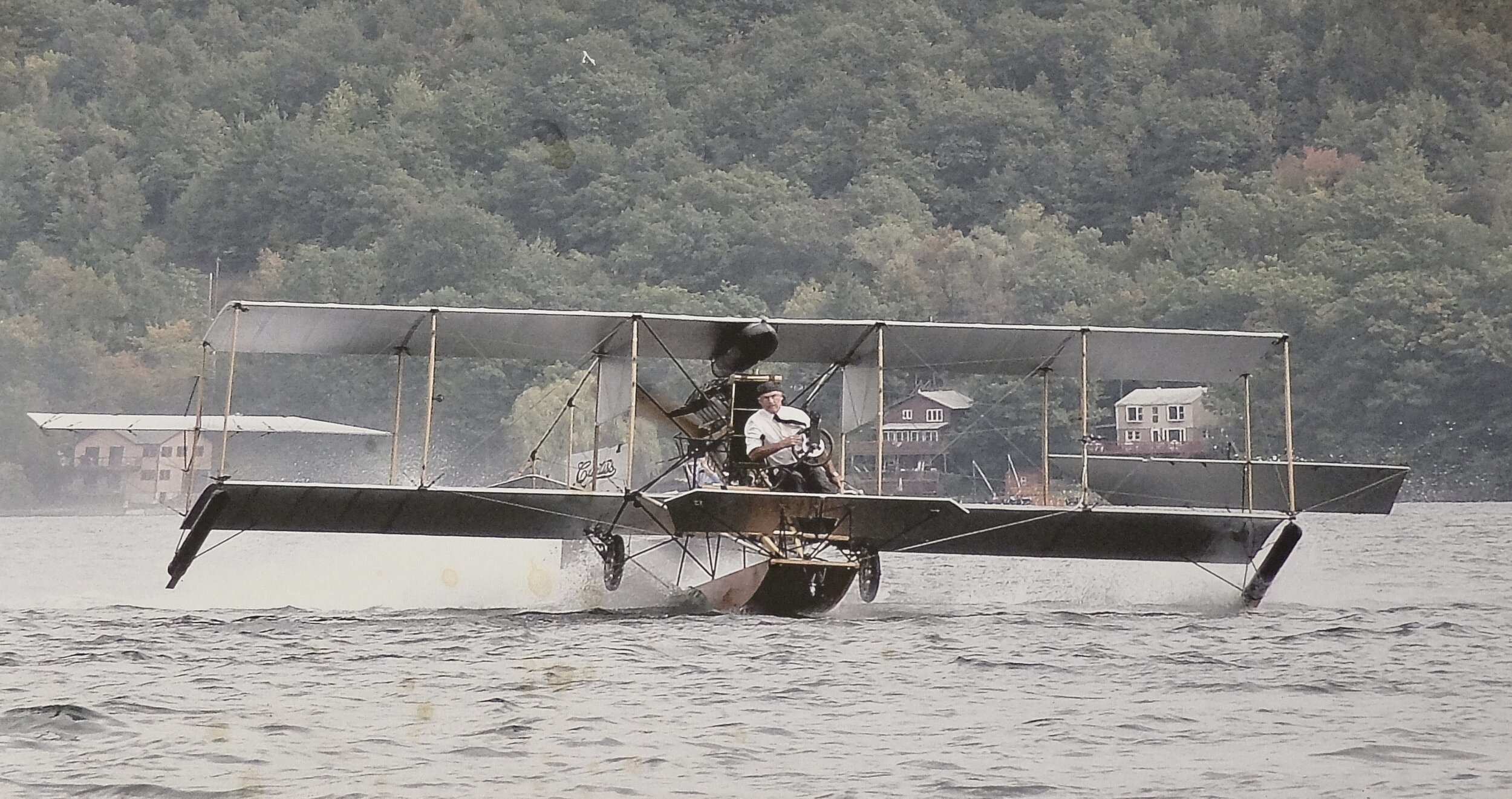 On the wall of the Village Inn (where we spent the night) Restaurant. This photo of the 2007 "HISTORIC FLIGHT" 1911 Curtiss A1 Triad Seaplane replica that was handbuilt by the museum folks.