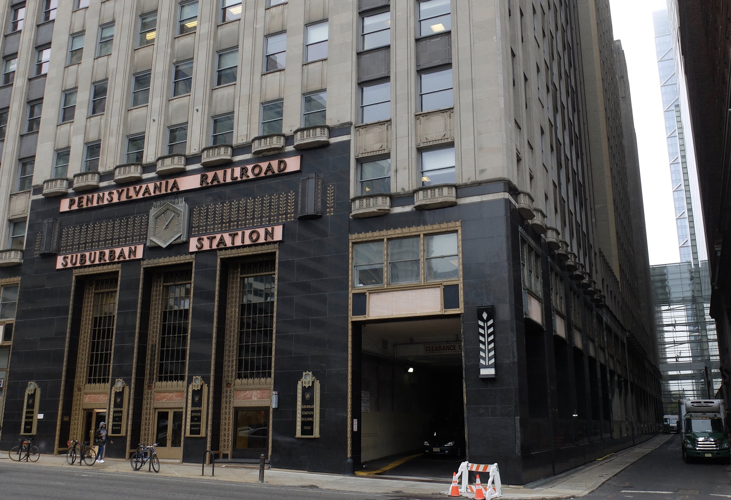 Suburban Station is a, circa 1930, art deco office building and underground commuter rail station.