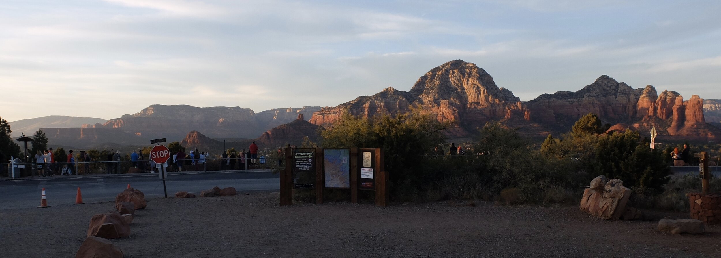 Folks congregating to watch the sunset on Sedona.