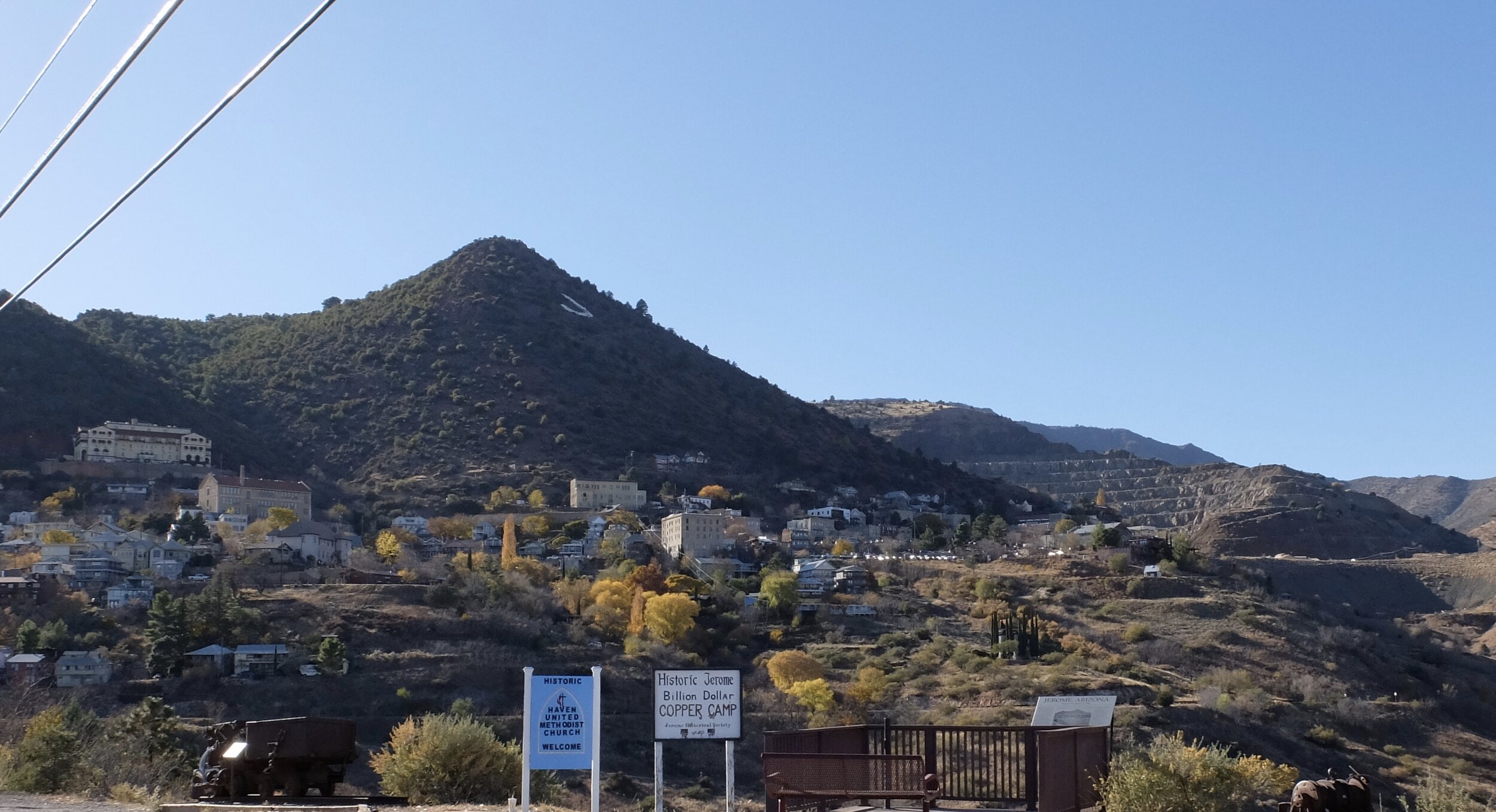 At over 5,000' above sea level, Jerome is a National Historic Landmark city.  Copper mining began here in 1876.