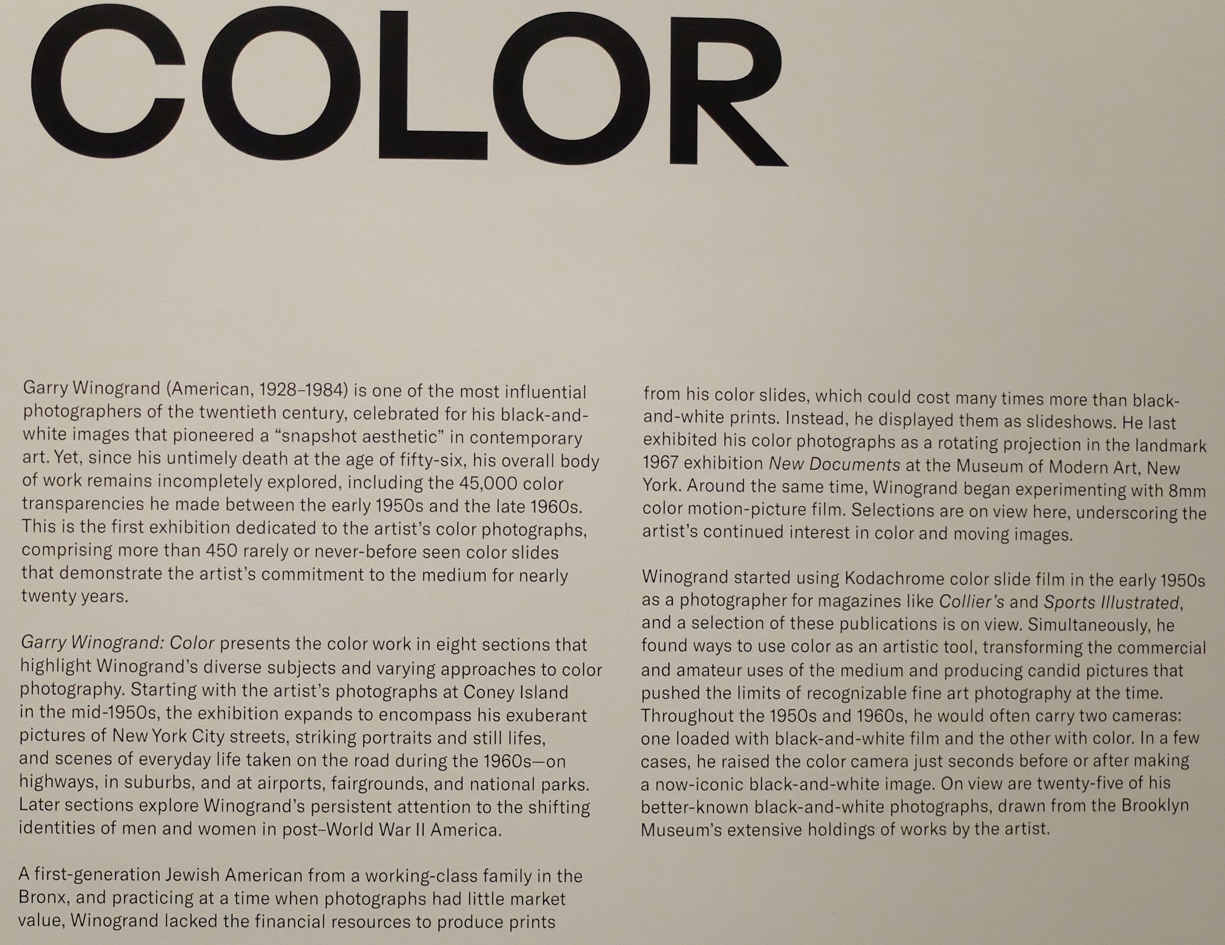 Garry Winogrand:Color @ the B'klyn Musuem