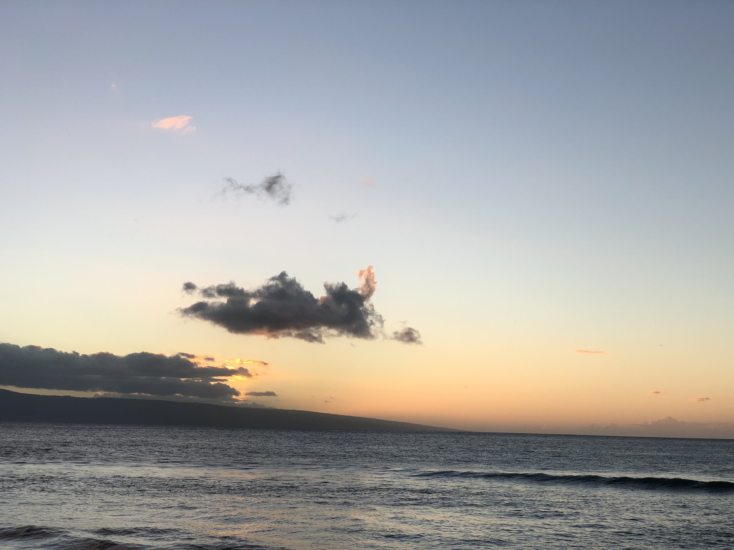 Sunset from our 2nd floor ʻōpala. Lanai.