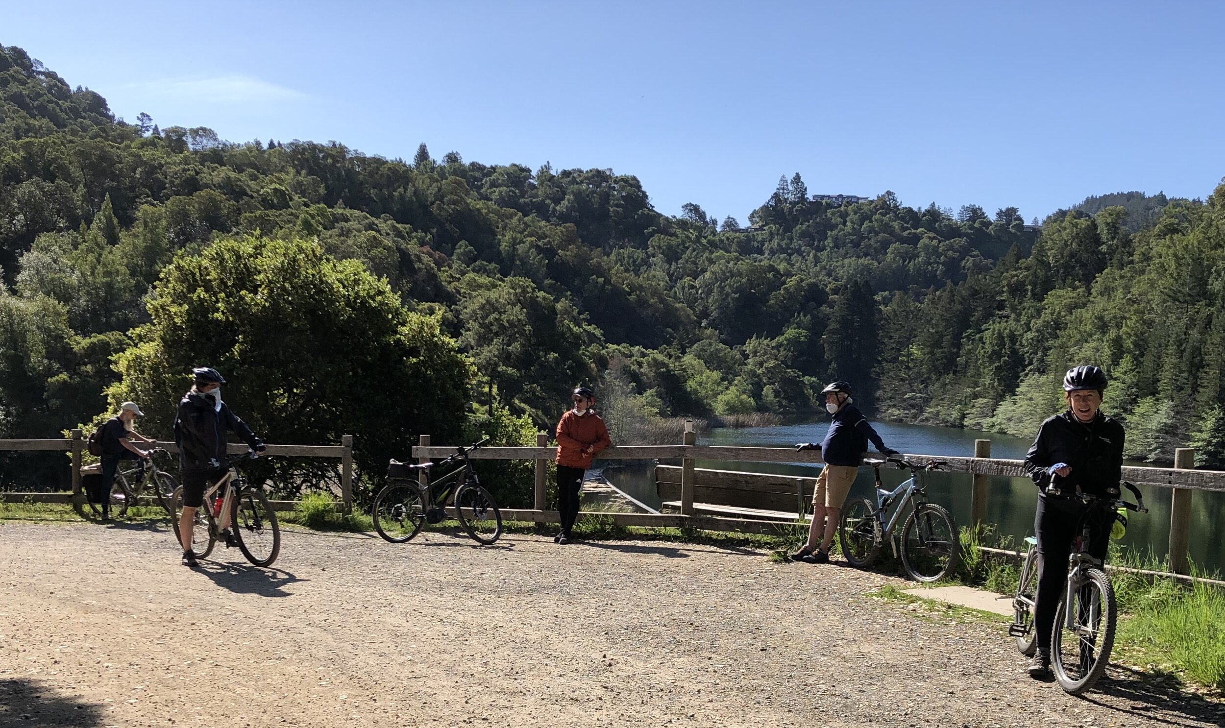 Distanced mountain biking.