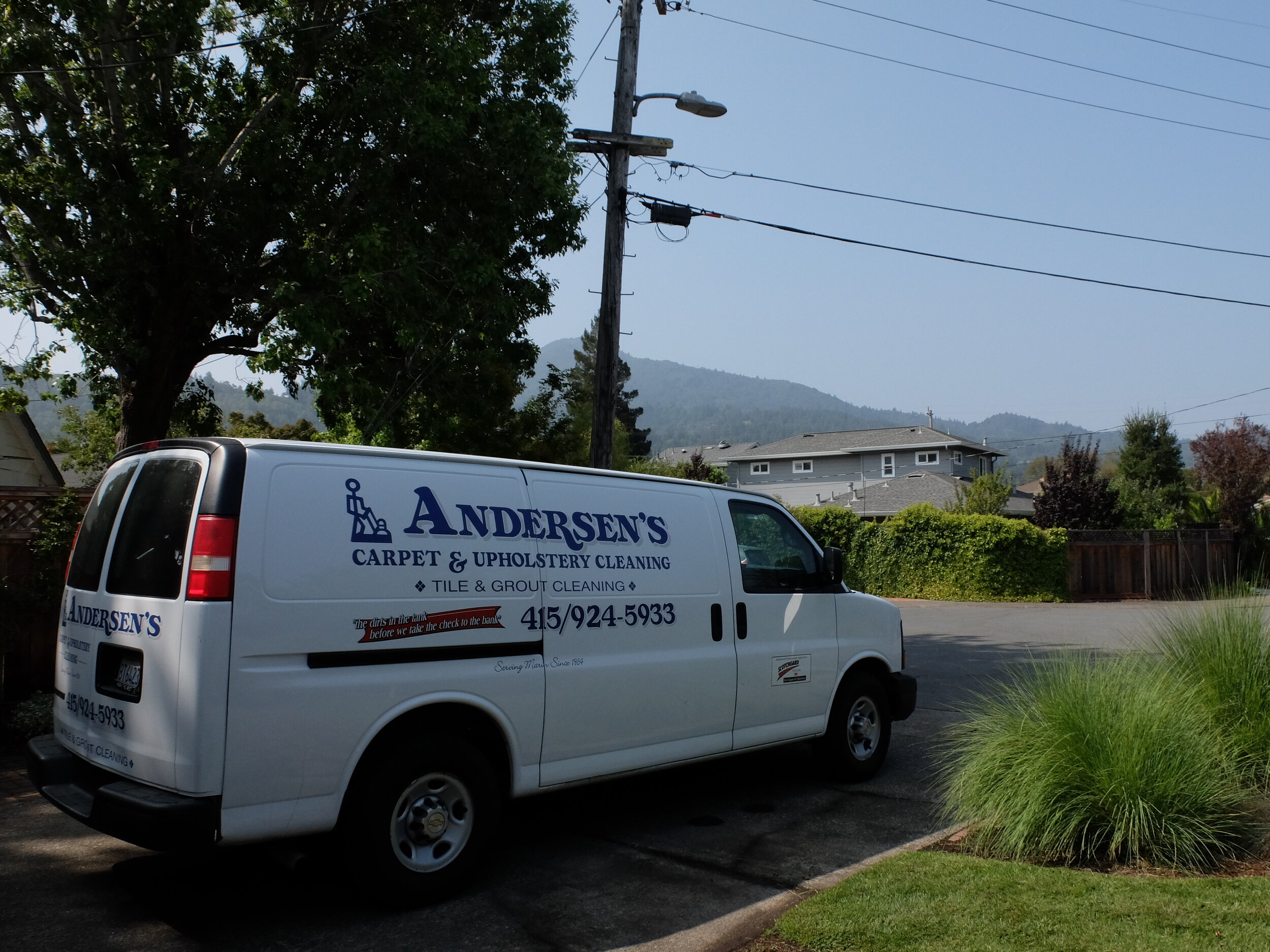 At last a day with sunshine, a reasonably clear view of Mt. Tamalpais &amp; clean carpets.