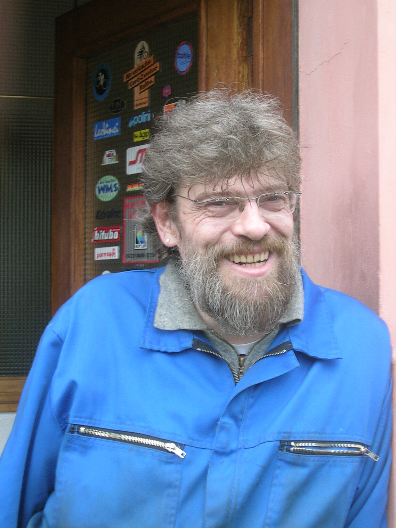 Happy bikeshop owner along the Mosel River, Germany