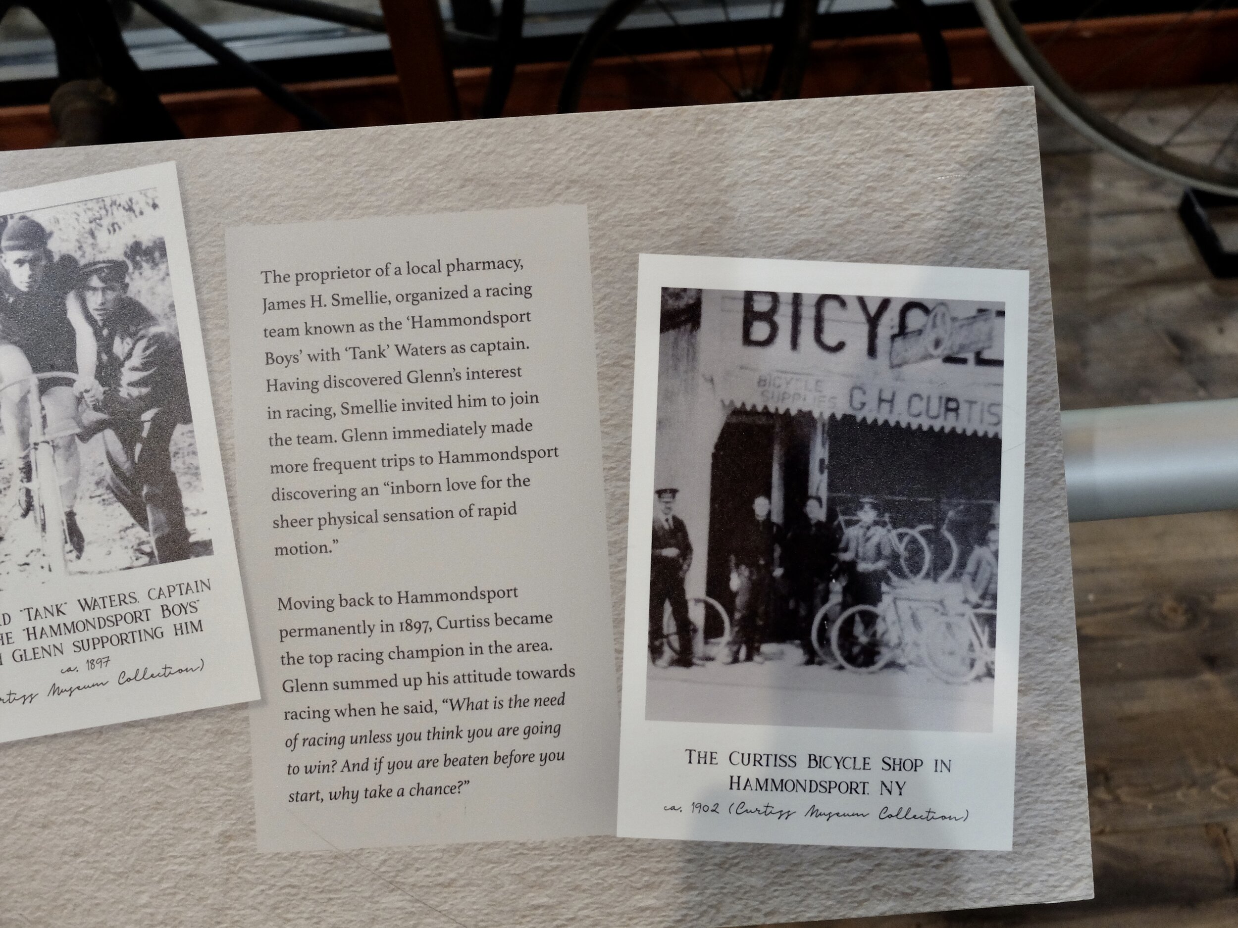 An early bike shop that Glenn Curtiss had taken over in 1899. By that time, cycling had become the most popular sport in the nation. 