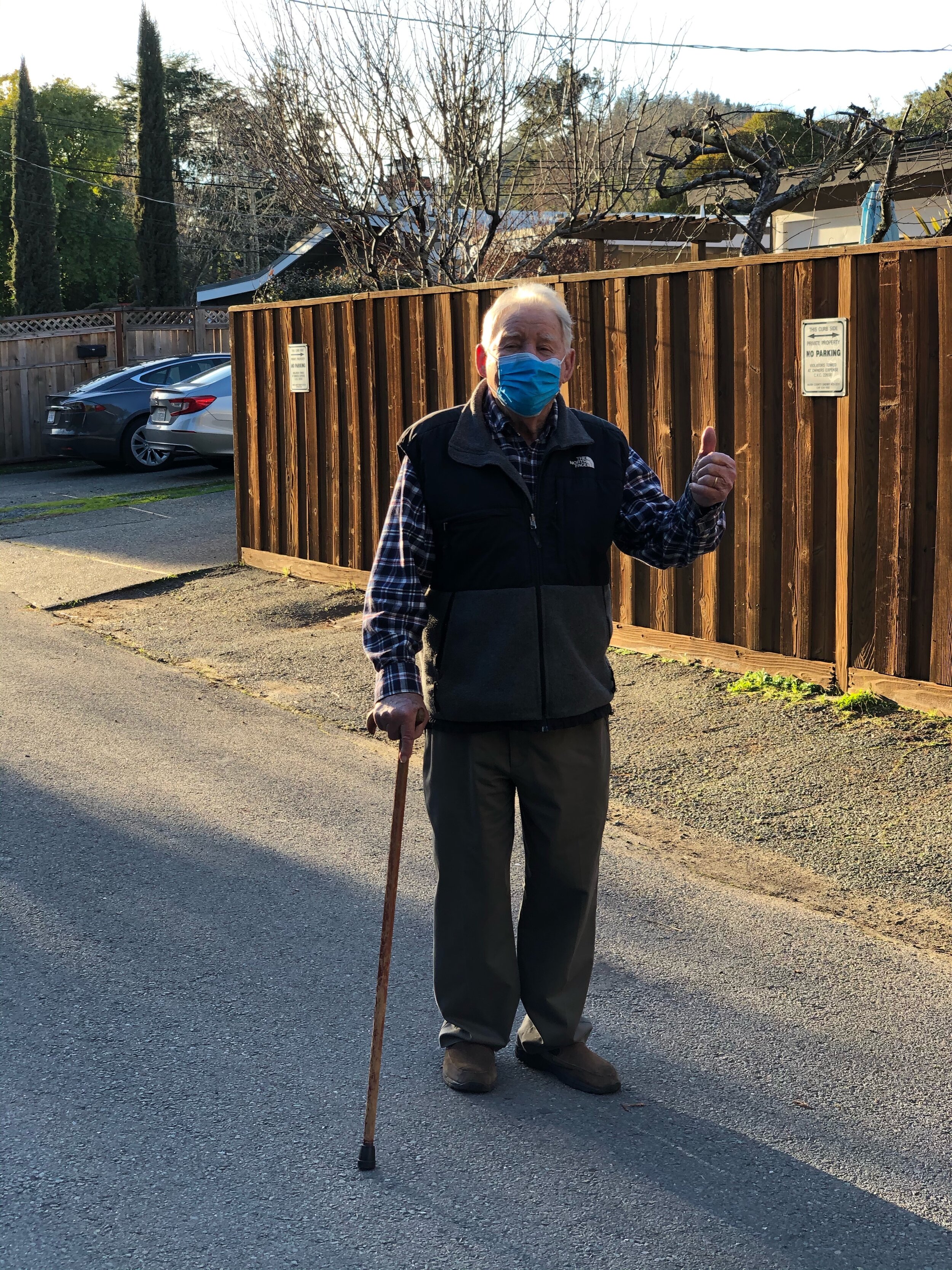 A 90 y.o. fellow who came to check out the commercial property he owns on Sir Francis Drake Blvd.  He was happily vaccinated.