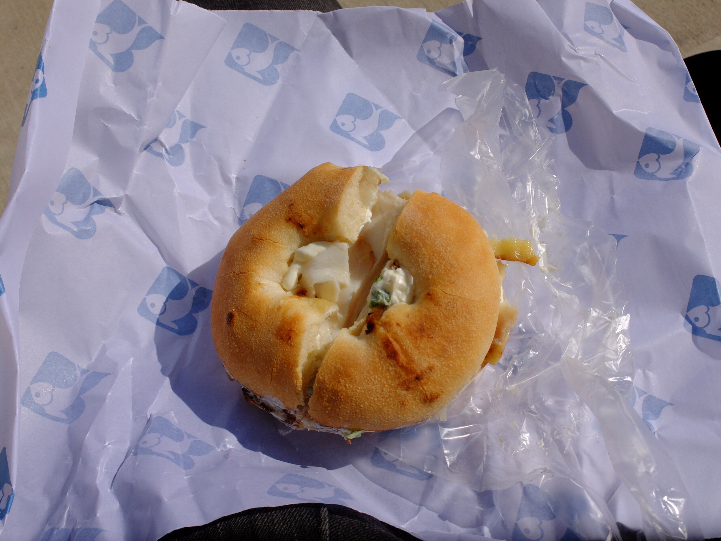 And, here it is: smoked sturgeon on a lightly toasted bialy with scallion cream cheese.