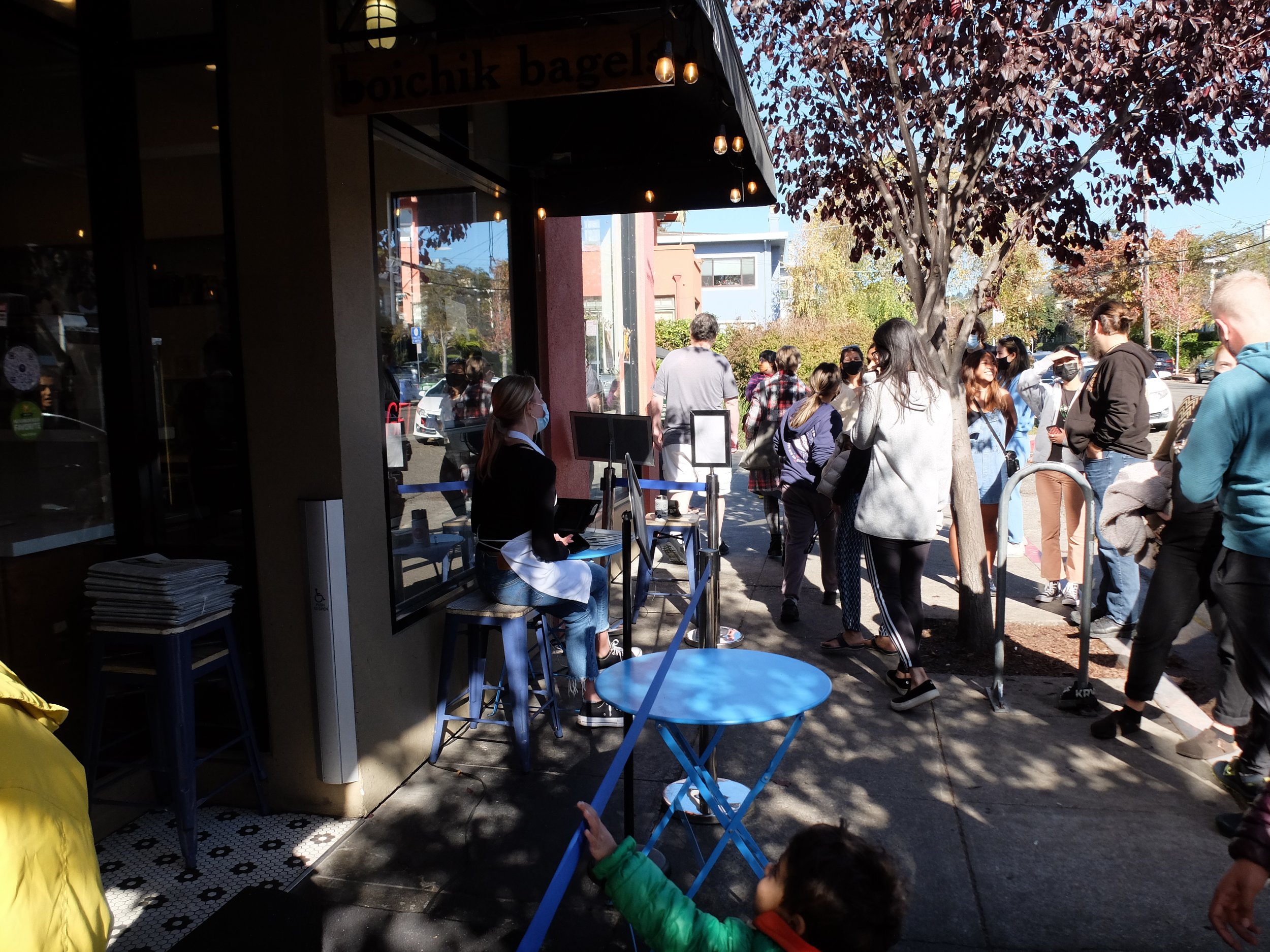 There was a hold up as people were COVID screened before they could enter the shop.