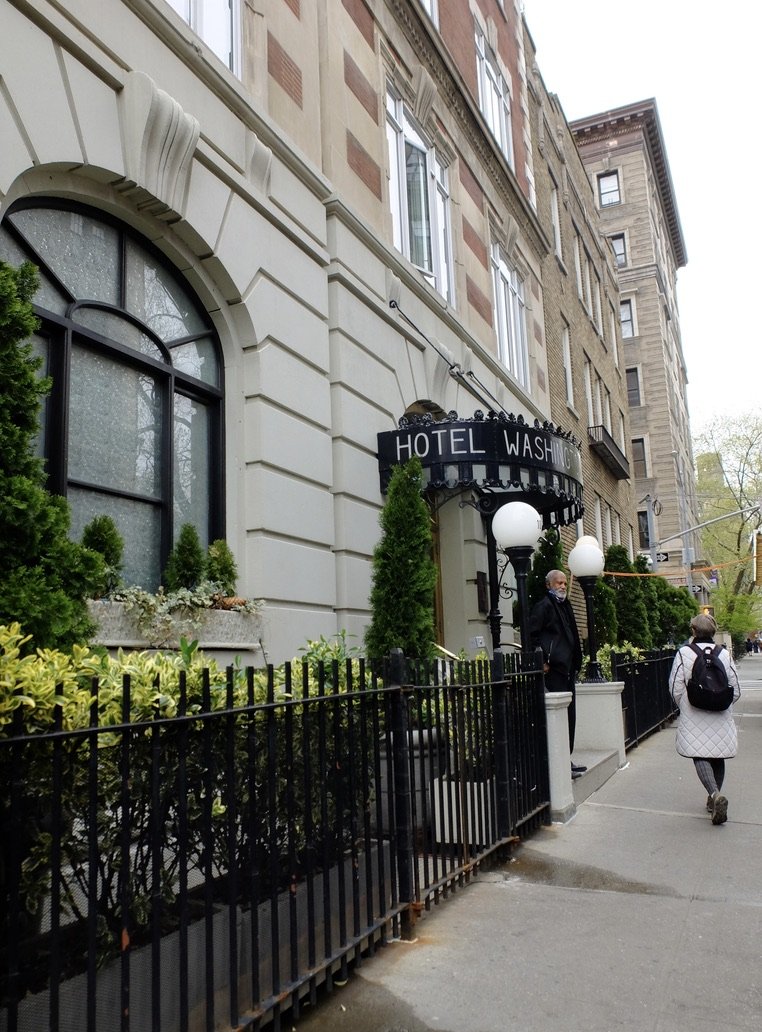  Think Joan Baez,  Diamonds &amp; Rust:   “…Now I see you standing  With brown leaves falling all around  And snow in your hair  Now you're smiling out the window  Of  that crummy hotel  Over Washington Square …”   Baez was staying here. 