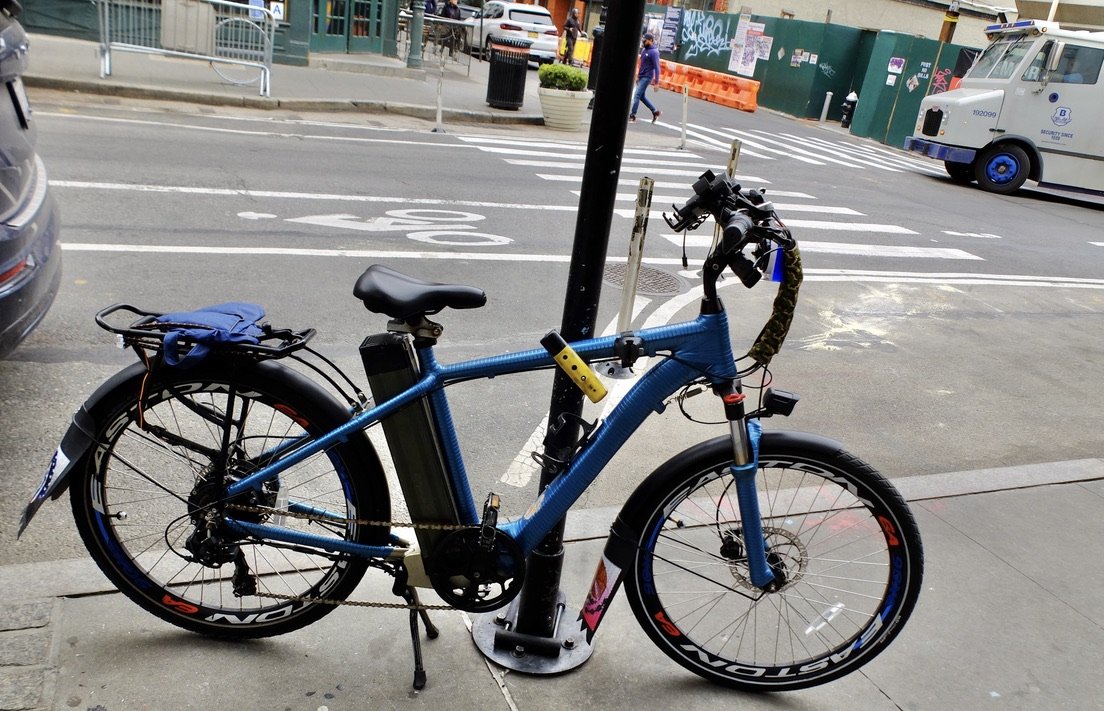 Now that's a lot of protection on that bicycle.