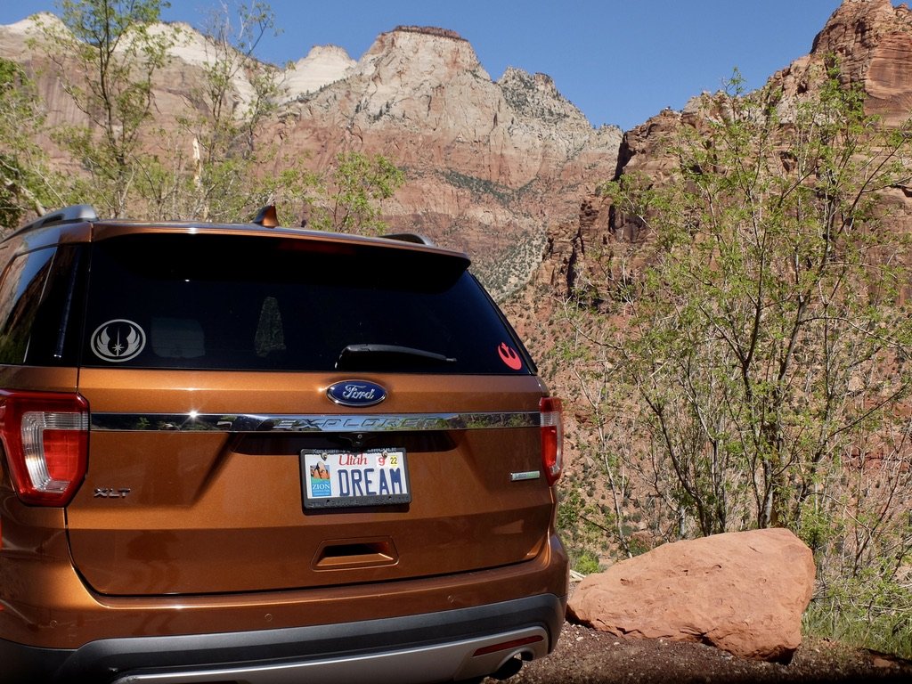 The ranger's SUV.  She likes it here &amp; her job.