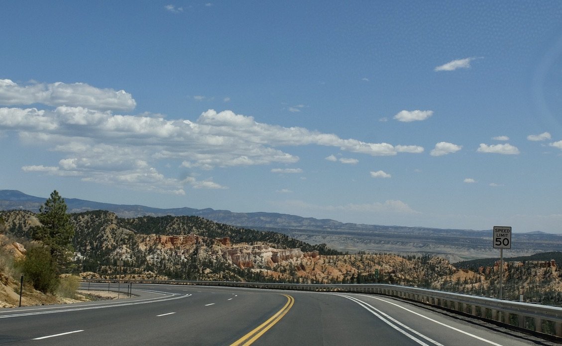 Bryce Canyon, Scenic Byway 12.  Look at all those posts in that guard rail.   All along, UT wasn't stingy with posts on the curves.