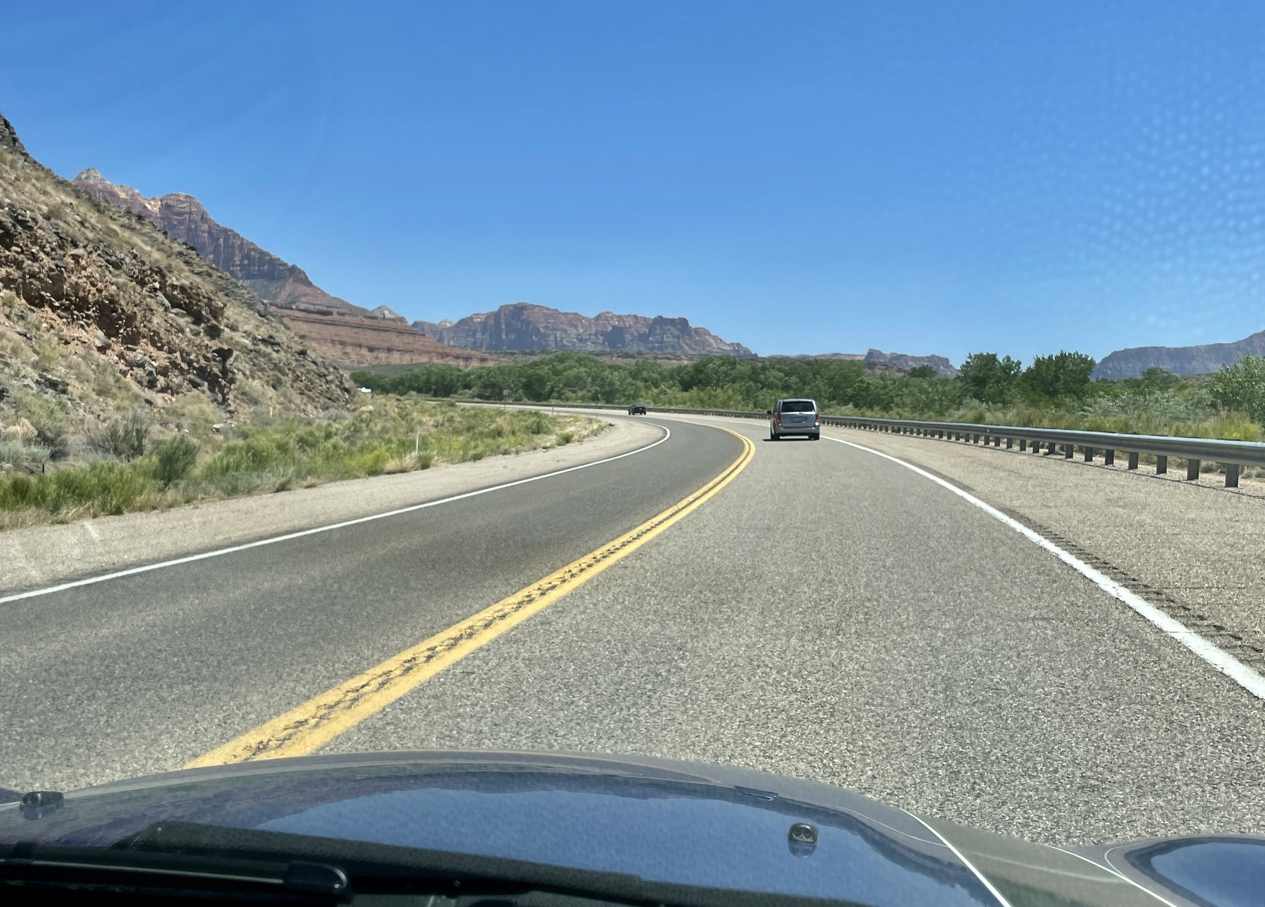 On the road, Utah State Hwy 9 along the Virgin River, to Springdale, UT &amp; Zion Nat'l Park.