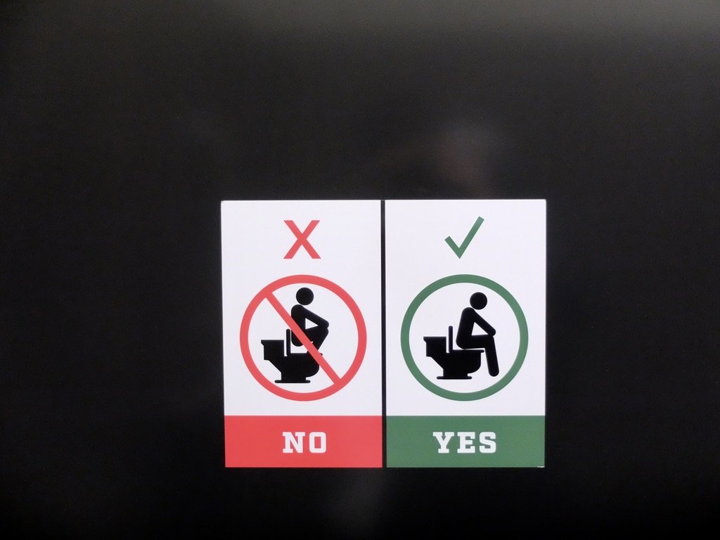   As I was washing the windshield, Nomi came out of the station having gone to the toilet.  She said even if I didn't have to go I should go &amp; check out the signage about sitting on the toilet. 