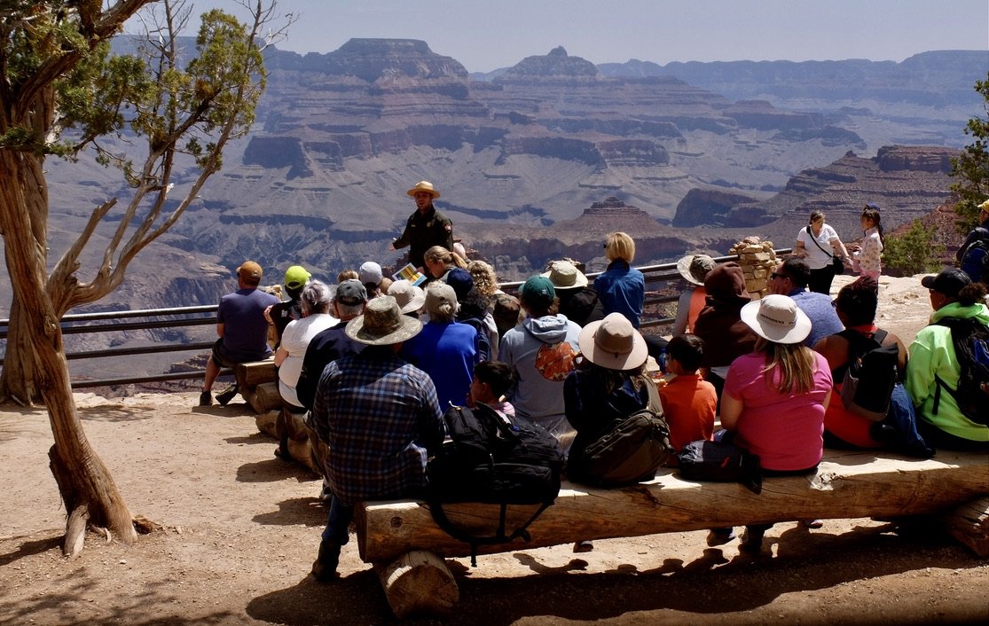 A ranger talk about rocks.  Too many people to safely stay around &amp; listen.