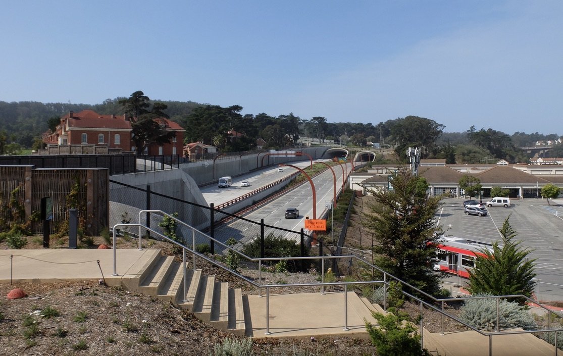 Looking west over the newly redone Doyle Drive.