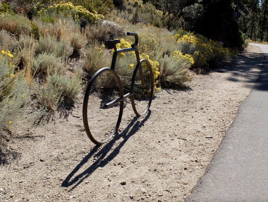 There's bicycle parking above the trails down to beach access.