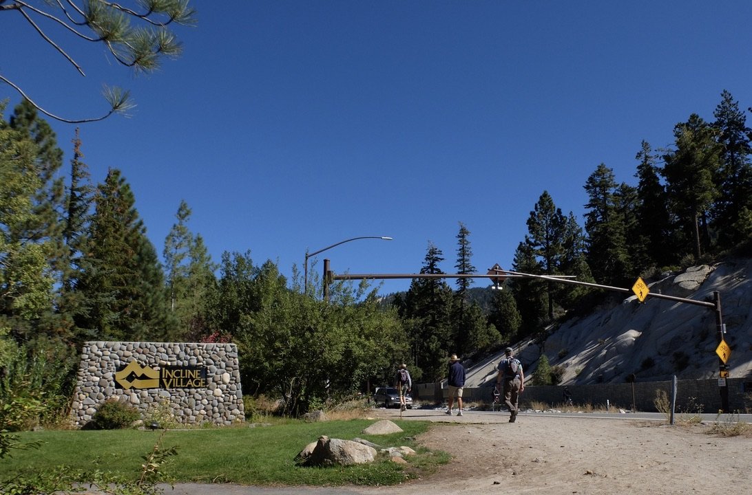 Walking to the Tahoe East Shore Trailhead.