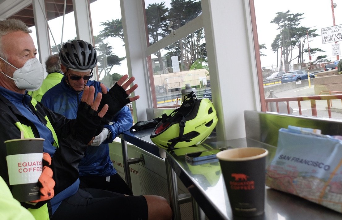 After  a chilly, foggy crossing of  the Golden Gate Bridge we stopped at the Equator Roundhouse Cafe...