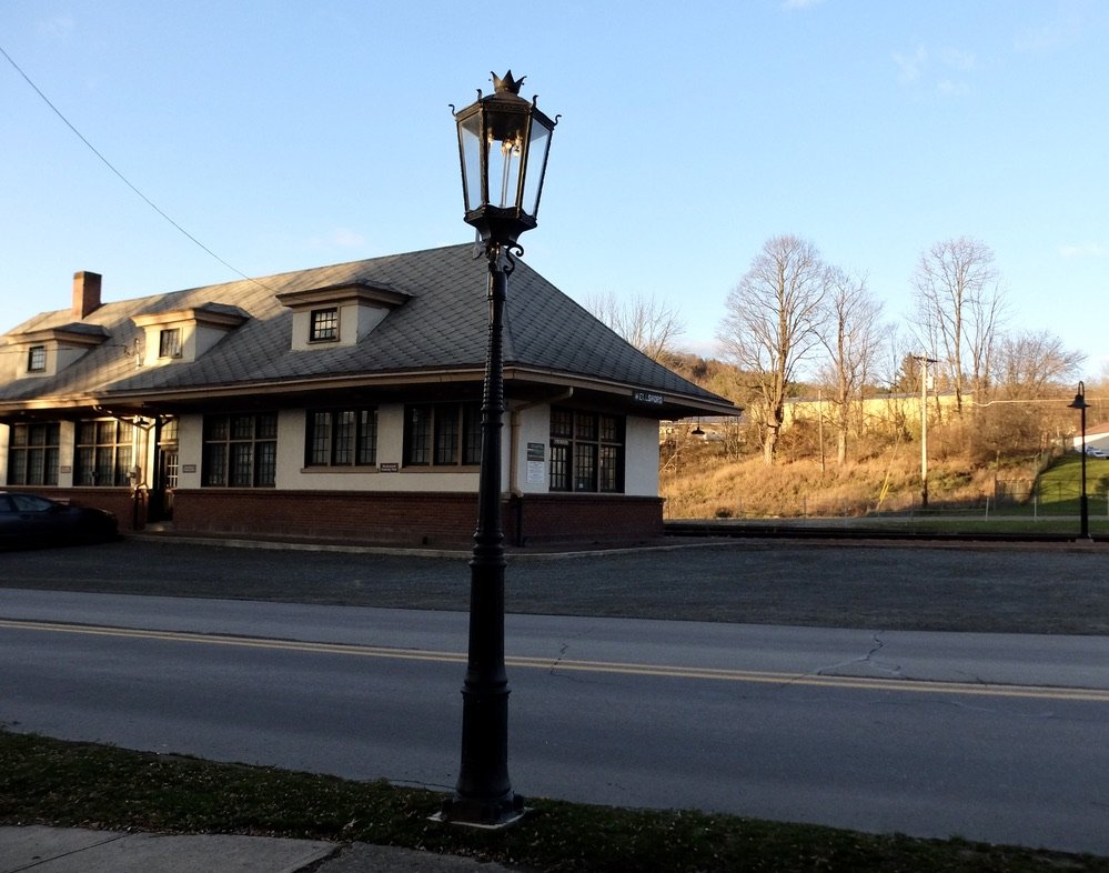 Wellsboro was once a transportation hub.  Until recently there was a 2-hour Tioga Central Railroad Scenic Tours. The c. 1914 train station is now holds the brewery for the Wellsboro House, across the street. 