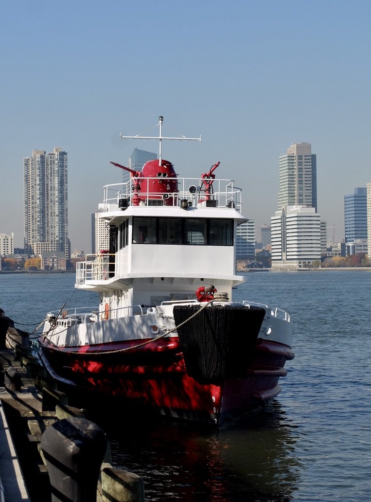 Hudson River Park, Pier 25 - c. 1961 City Of New York Fire Department Retired (2016) Fireboat 'Governor Alfred E. Smith' undergoing renovations to become a floating restaurant.