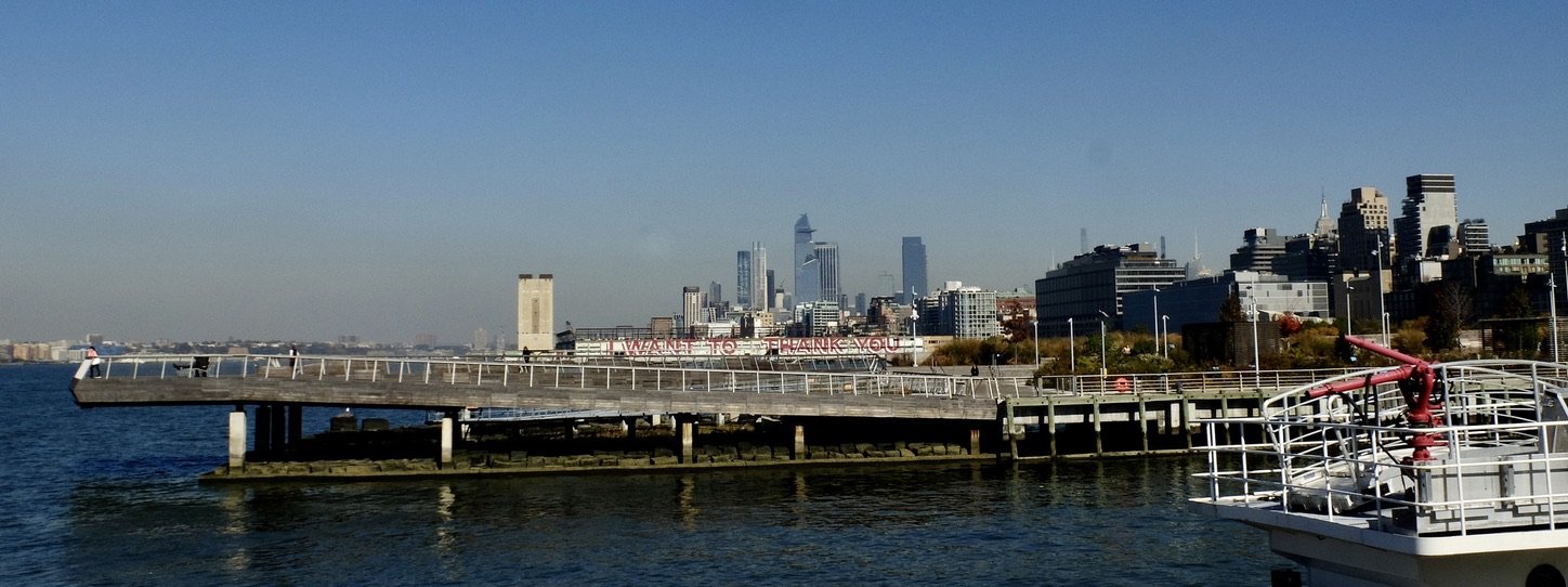 The new Hudson Yards seen in the distance.  Note the smog line.