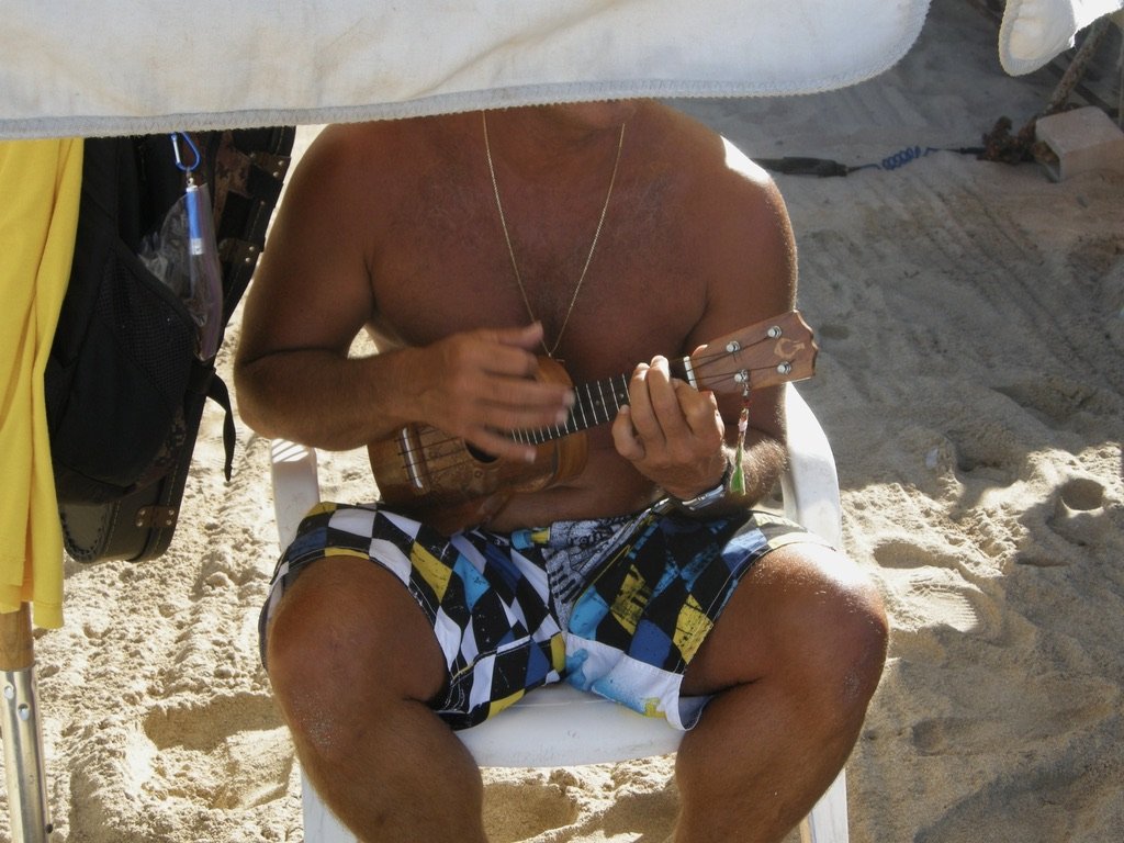 On the beach at Waikiki, Hawai'i.