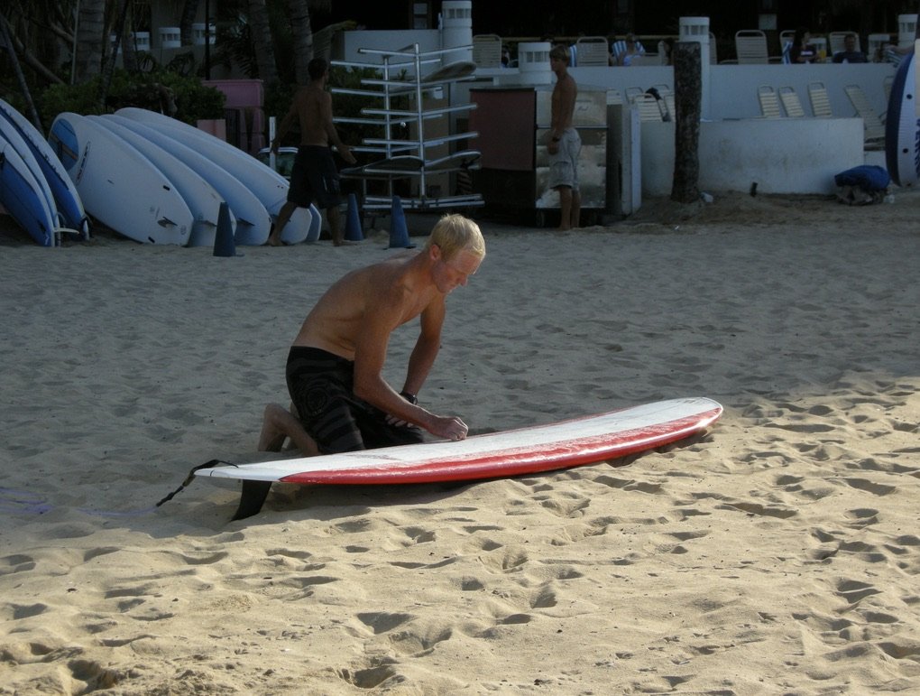 On the beach at Waikiki, Honolulu, Hawai'i.