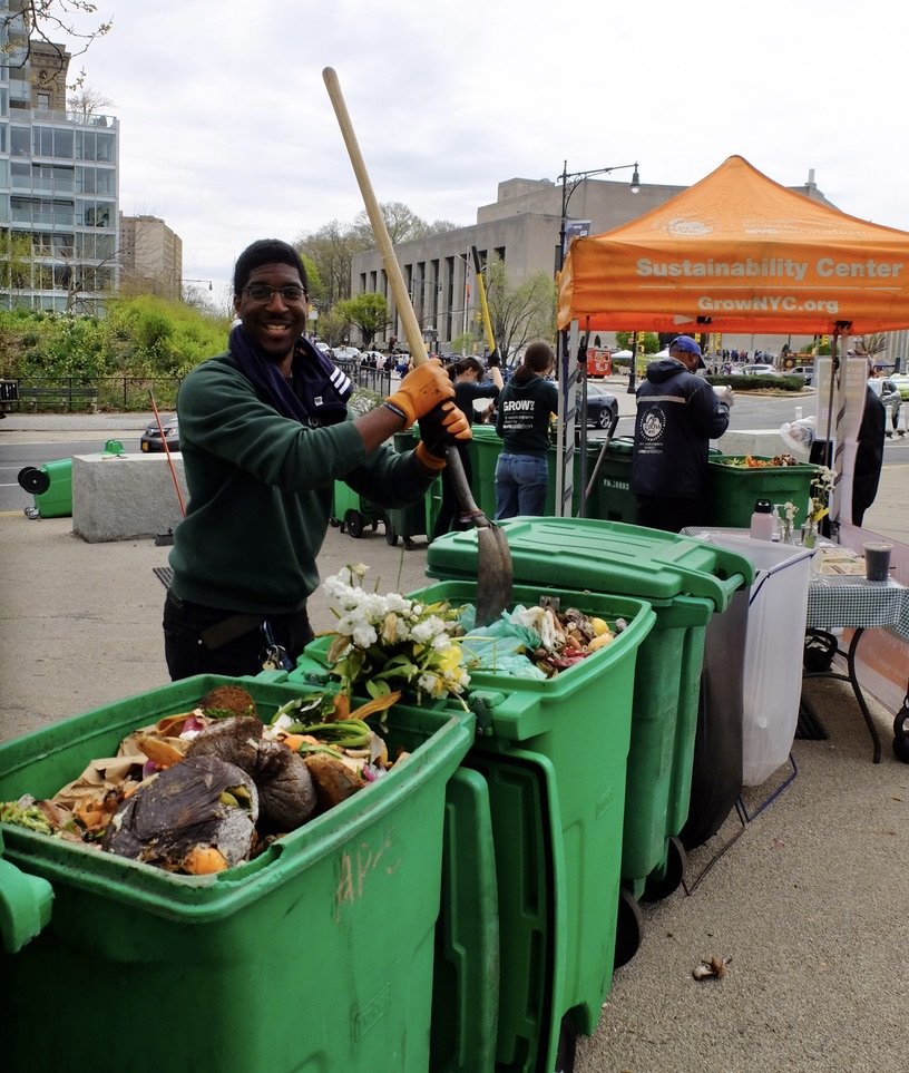  Grand Army Plaza Farmers Market, Brooklyn, NY.  Rat proof composting bins are now appearing in some neighborhoods eliminating the Saturday walk to the farmers market.  An app is needed to open the lids.   