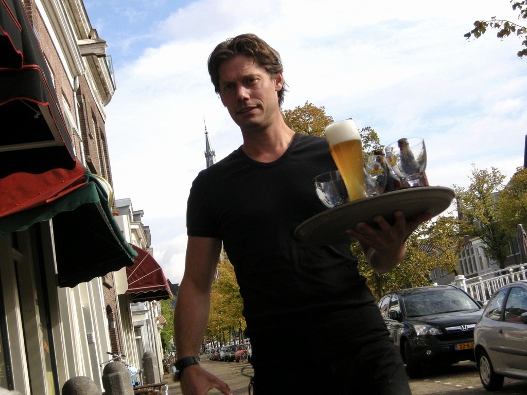  Delft, Netherlands.  The cafe owner, Ward.  He is as tall as he appears here. 