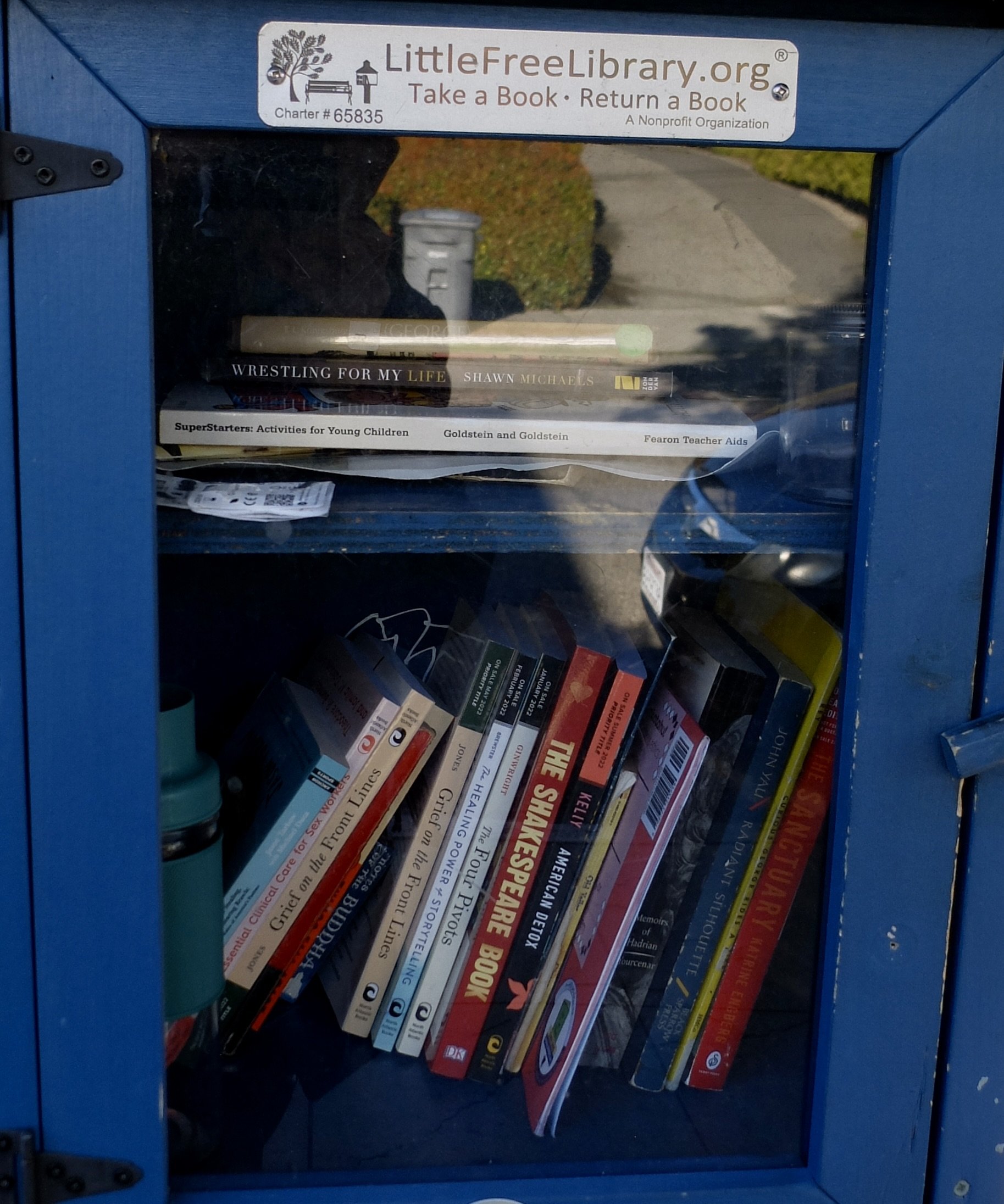  Once again, Berkeley.  Note the titles.  I don’t see those in my neighborhood “Little Free Libraries.” 