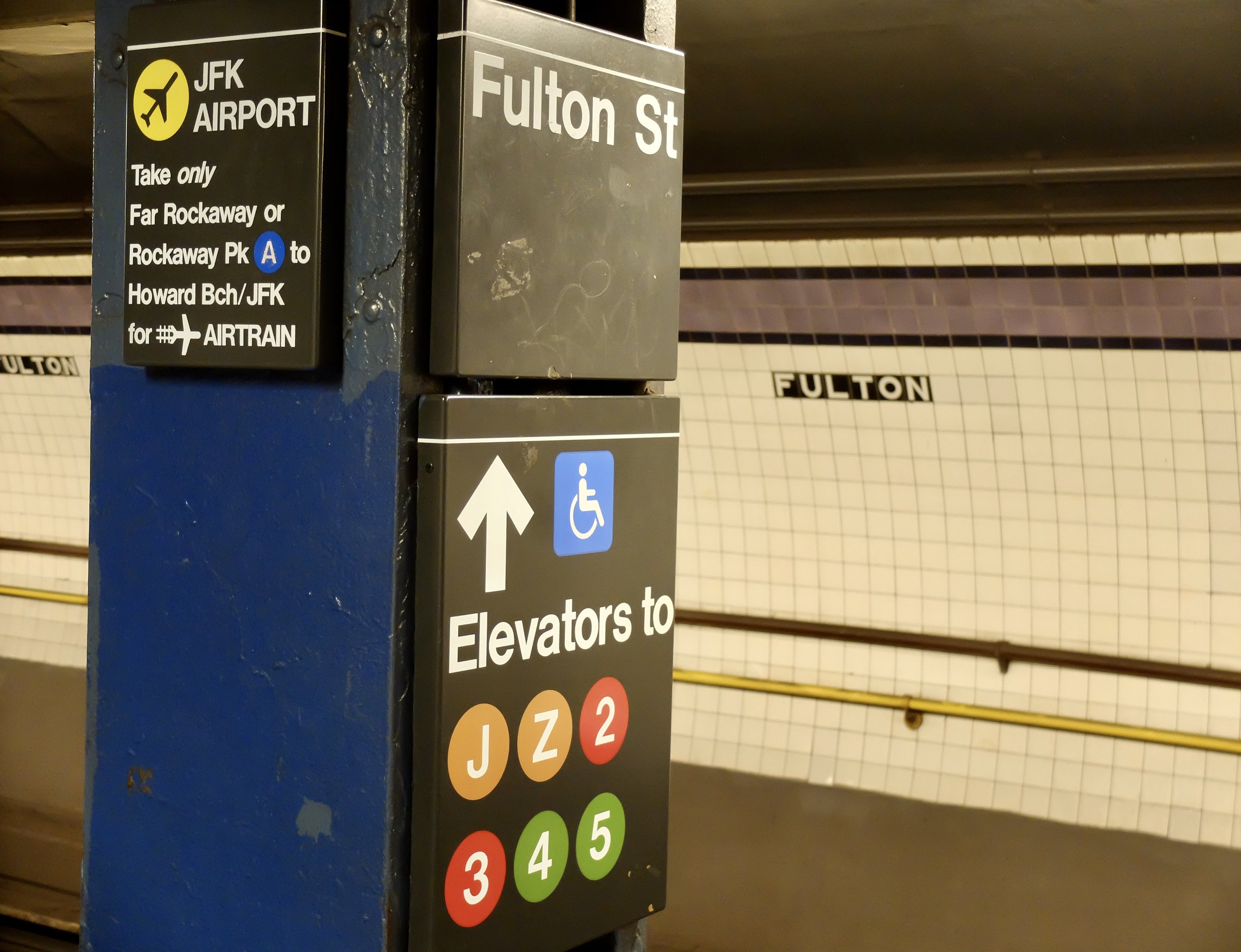  Of course, you might have to go to another platform.    When with the grandkids, with one in a stroller, we found the Fulton St. station to be like Dante’s Circles of Hell.  This was just to find an elevator. 