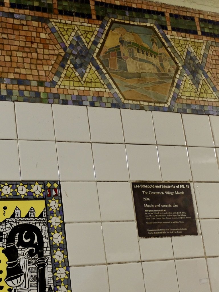  The Greenwich Village Murals. Mosaic &amp; ceramic tiles 1994. Christopher St. &amp; Sheridan Sq. sta.  Subway Art Tour Four - Guide Phil Desiere. 