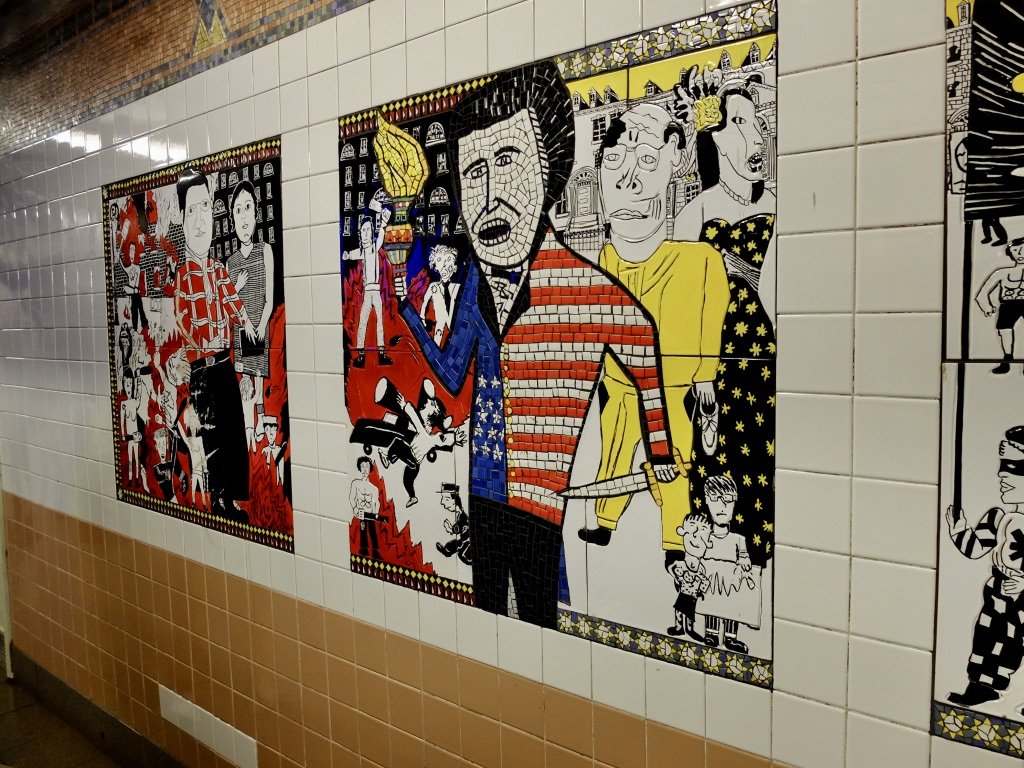  The Greenwich Village Murals. Mosaic &amp; ceramic tiles 1994. Christopher St. &amp; Sheridan Sq. sta.  Subway Art Tour Four - Guide Phil Desiere. 