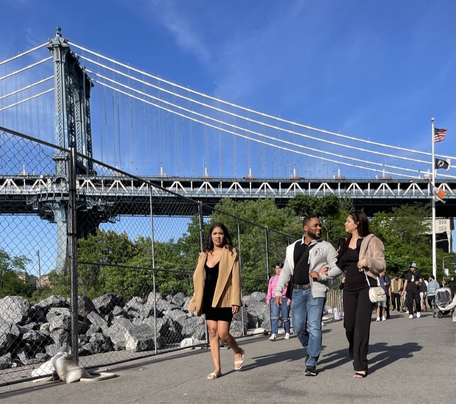 Brooklyn Bridge Park. Just sitting on a bench with my iPhone 12 Pro on my thigh.