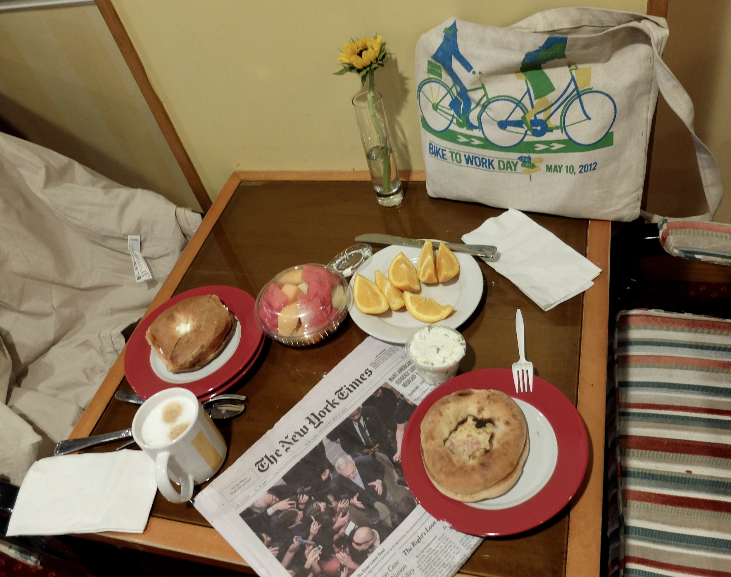  Hotel Elysée.  We combined their offering with what we scored from JUMBO Bagels.  We did bring a dozen home to Marin. 