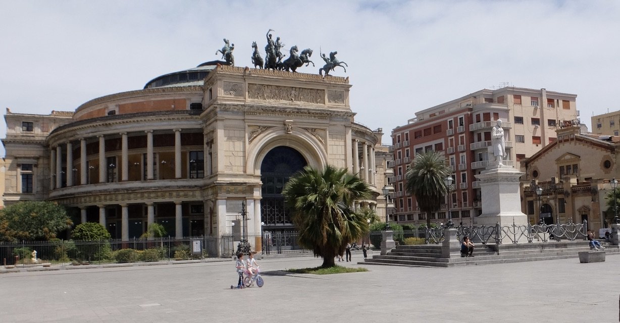  Teatro Politeama Garibaldi c. 1869 in the  Piazza Ruggero Settimo also  houses the Orchestra Sinfonica Siciliana. 