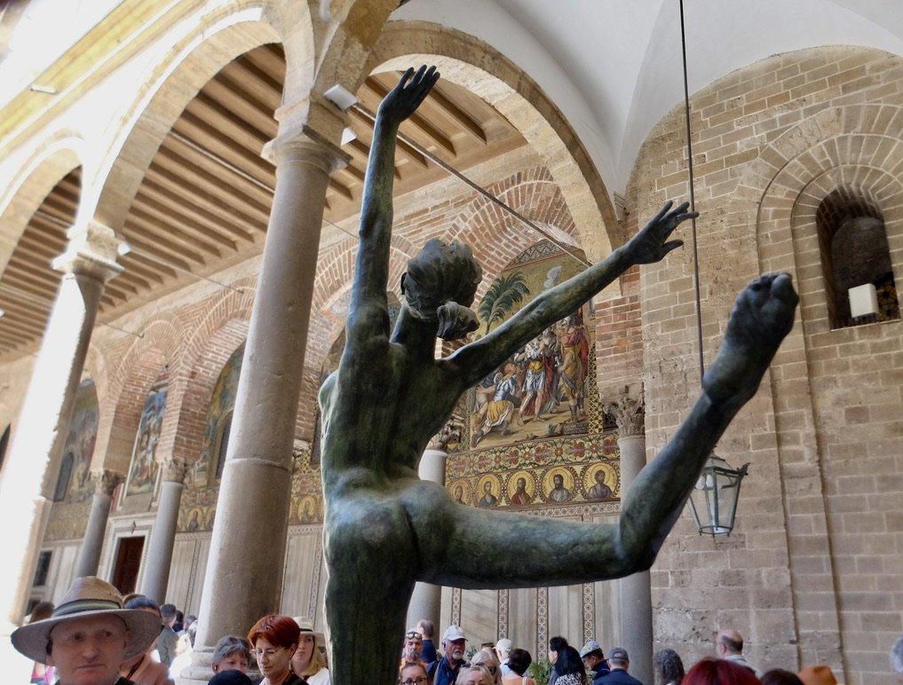  In a long line for security at the The Palazzo dei Normanni/Royal Palace of Palermo because since 1946 it has also housed the  Sicilian Regional Assembly. 