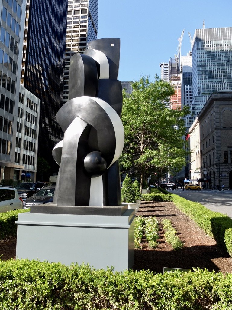  Sophia Vari L'HOMME (MAN), 2005  Bronze, black patina, and white paint.  We've always enjoyed the sculpture exhibits on Park Ave..  Heather advised us about a current display of swimmers along Park. Instead we found this display. This &amp; the othe