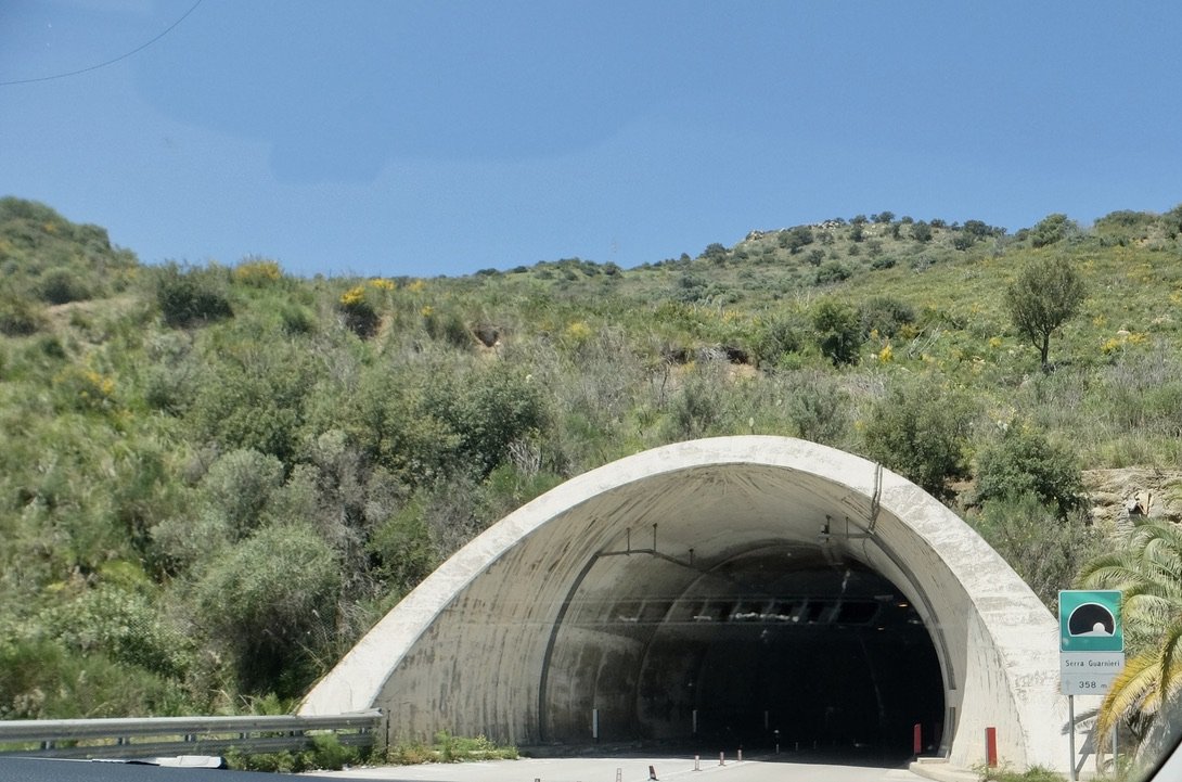  One of the many tunnels on the A20 autostrada.  The tunnels &amp; bridges are all named in case you get stuck in or on one of them &amp; need to call for help. 