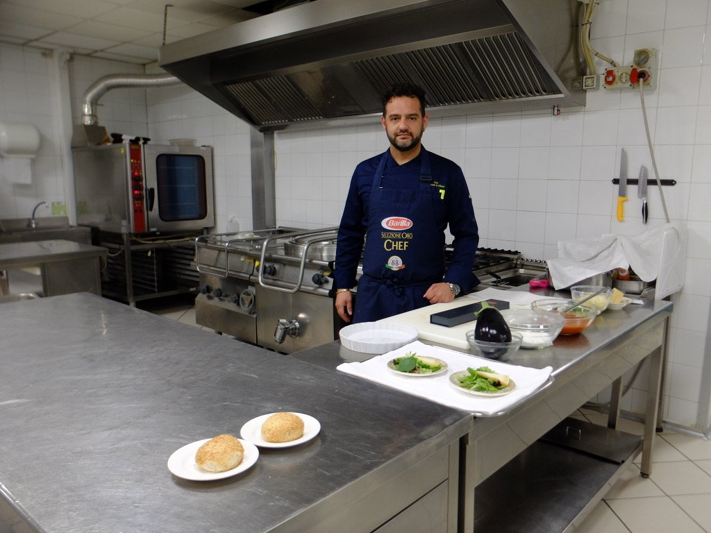  Mario, the chef.  Cooking lesson "per Mario ei suoi colleghi in Hotel Foresteria Baglio della Luna." 