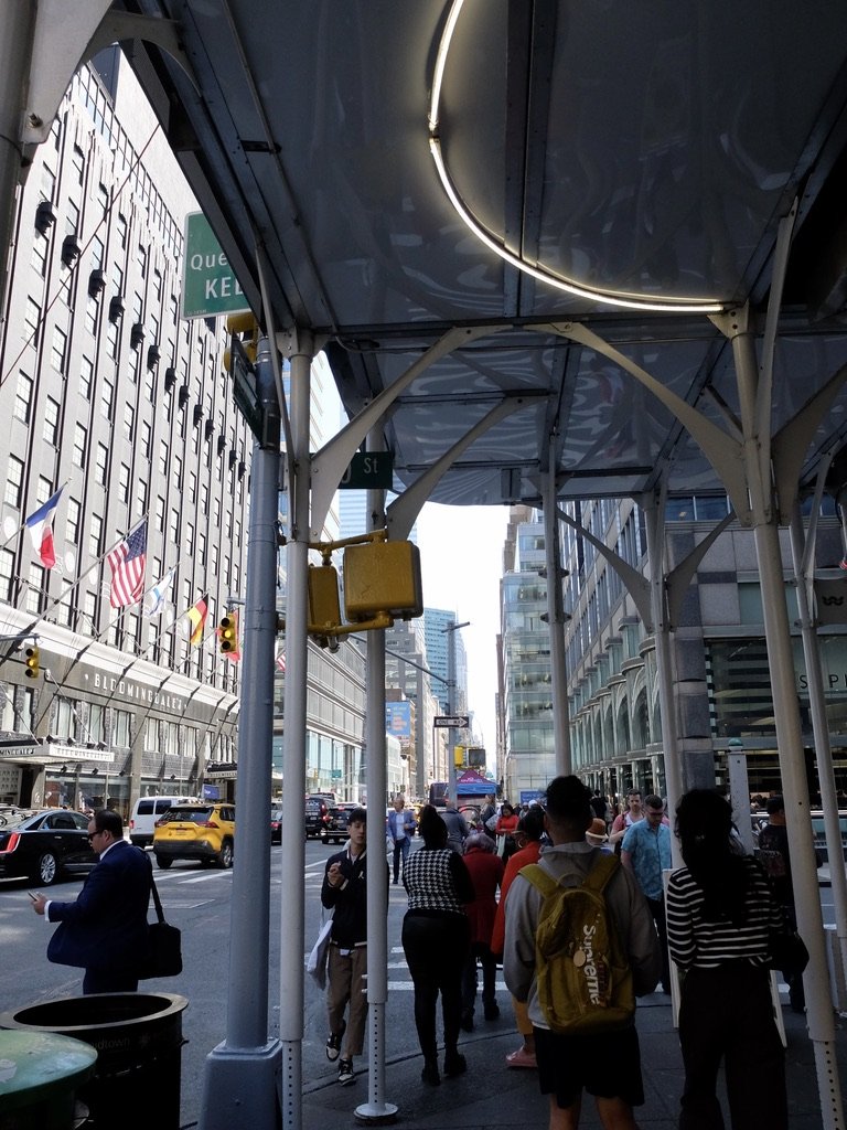 Fancy scaffolding found in midtown Manhattan but not in the outer boroughs. 