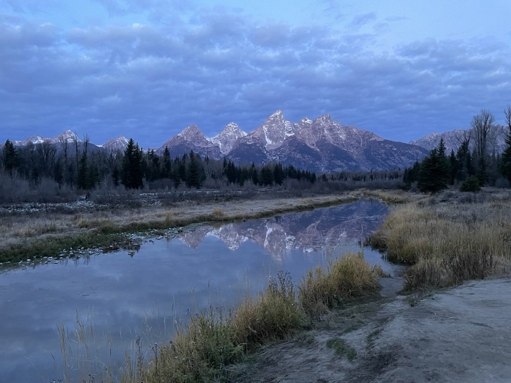 Schwabacher Landing Trail at sunrise.